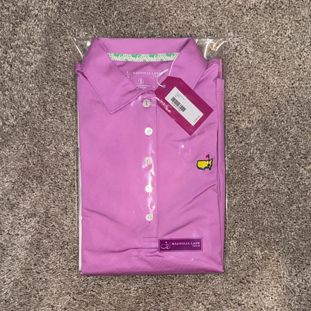 Masters Magnolia Lane Tech Women’s Pink Polo with Embroidered Logo